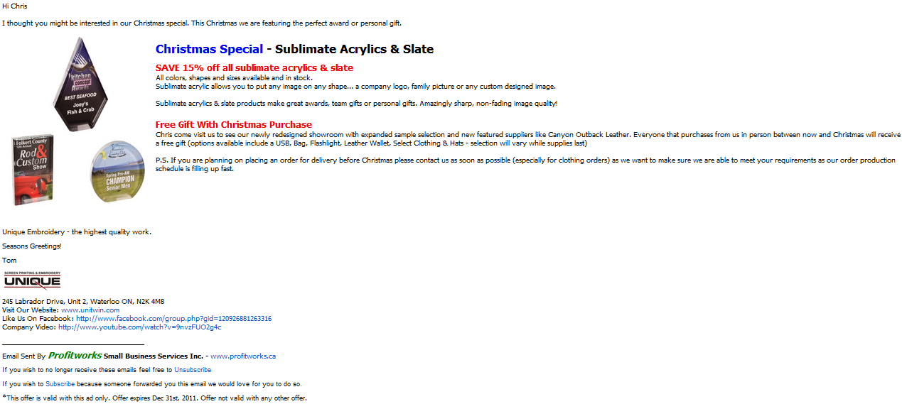 Email Newsletter Option 1